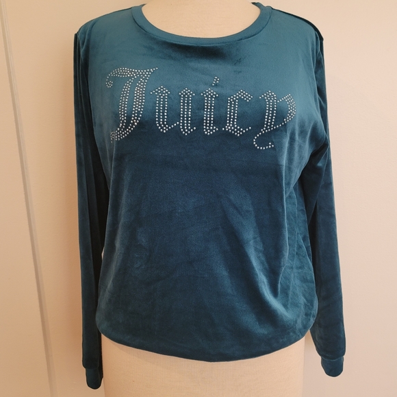 Juicy Couture Sweaters - Juicy Cotoure bling embellished velvet lounge, pullover top size Large